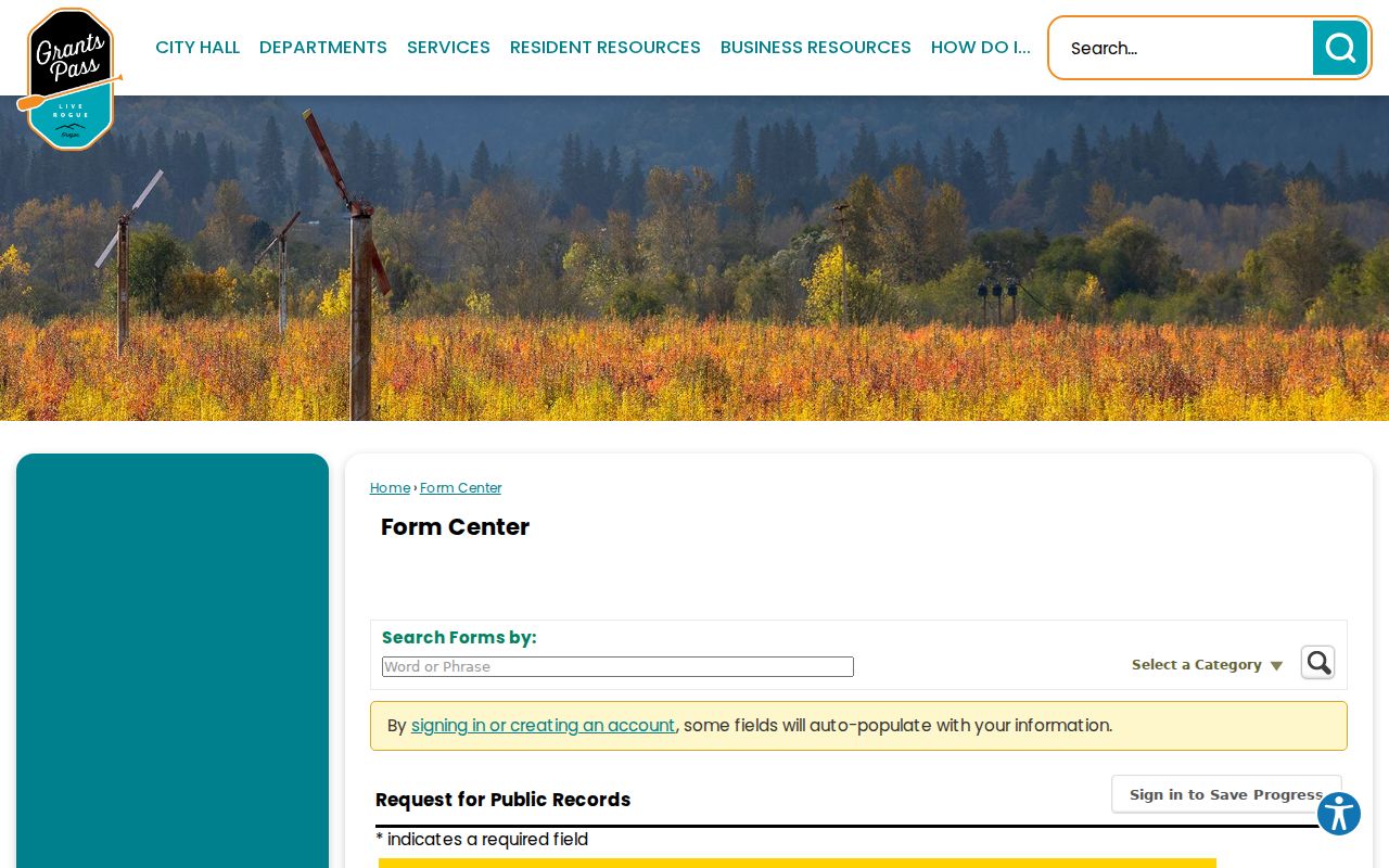 Grants Pass residents directory City Recorder public-records request form