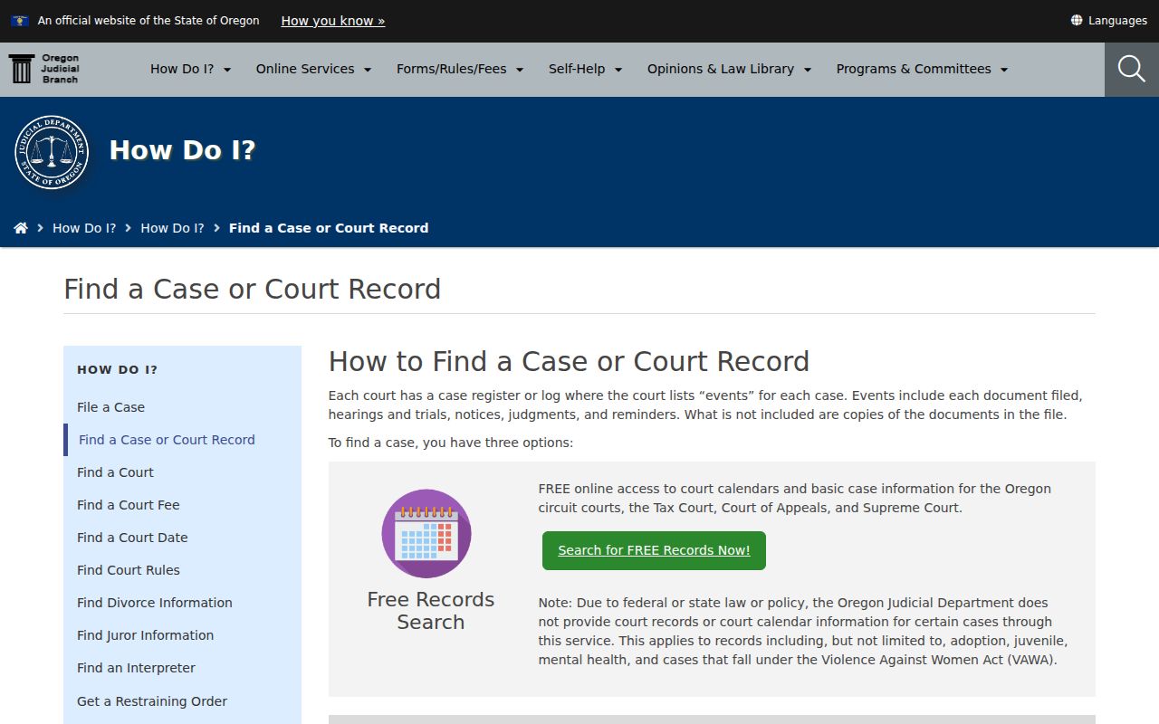 Grants Pass residents directory Oregon court-record access options
